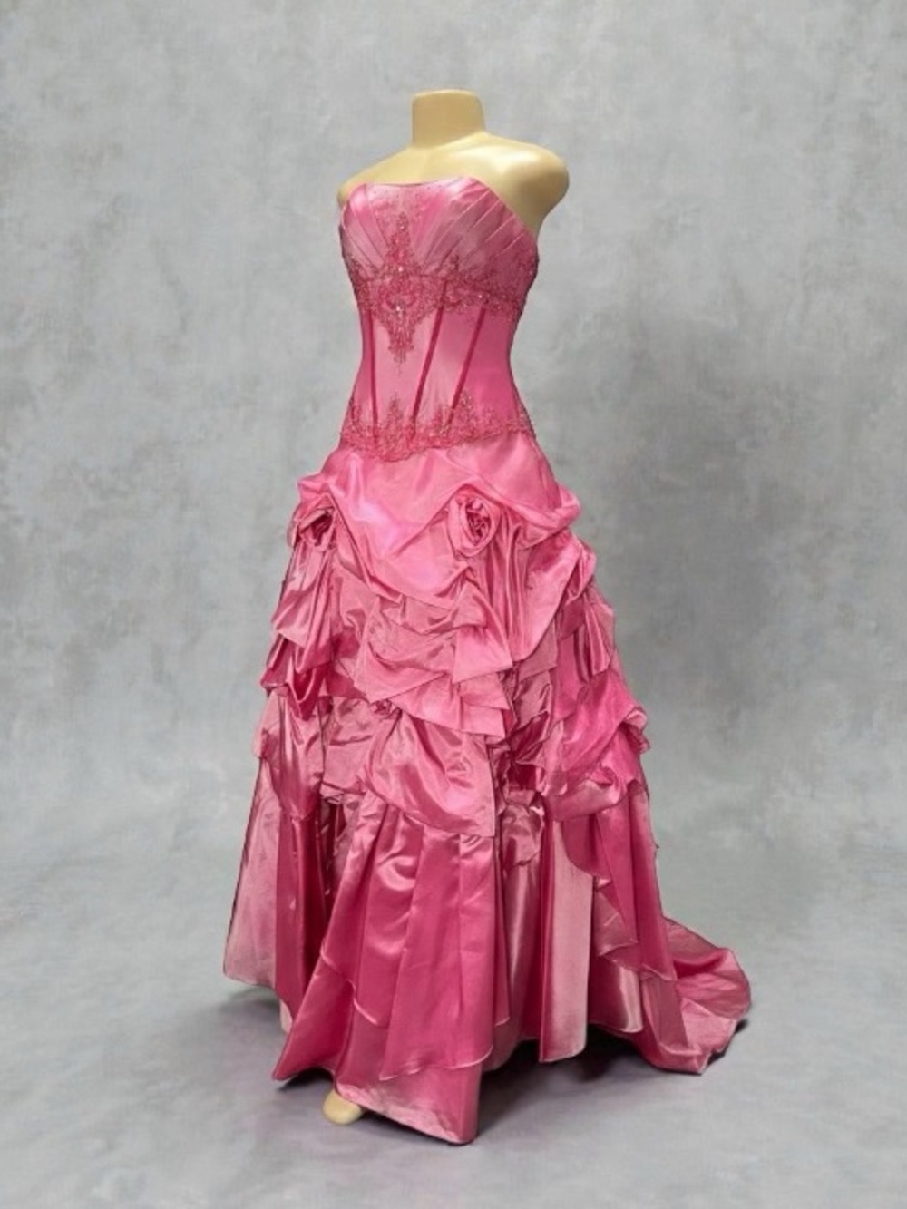 NWT Strapless Pink Ruffled Ball Gown Dress
